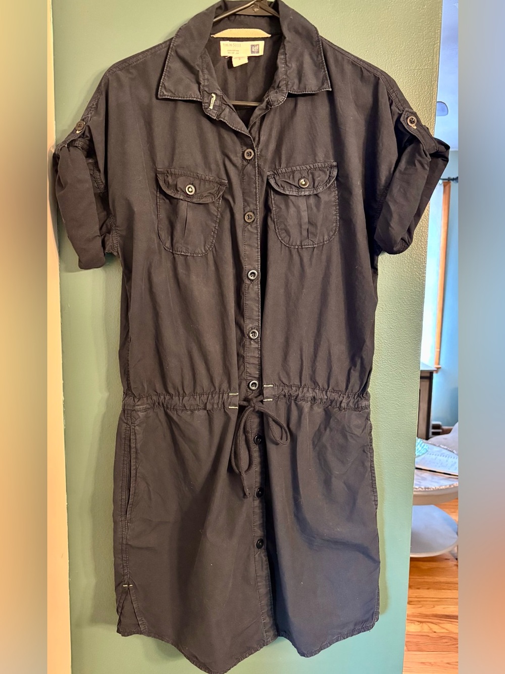 Y2K GAP 100% cotton navy blue utility shirt dress Size S